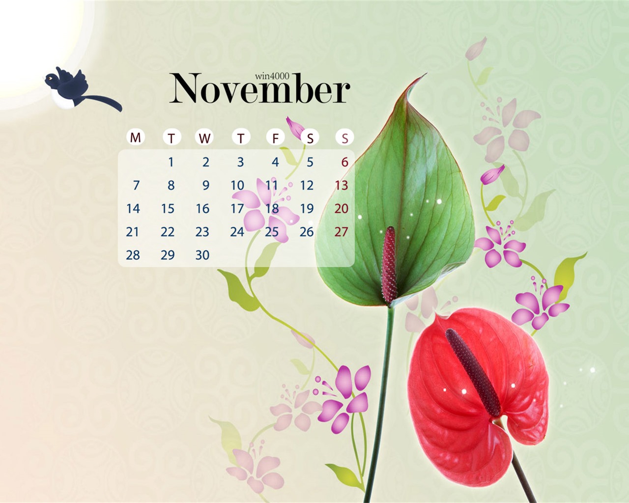 Ноябрь 2016 обои календарь (1) #8 - 1280x1024