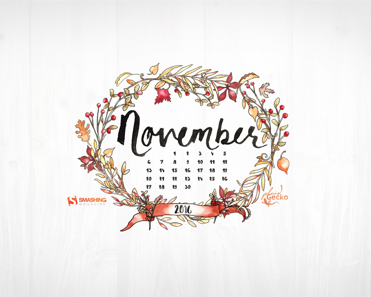 Fondo de escritorio del calendario de noviembre de 2016 (2) #7 - 1280x1024