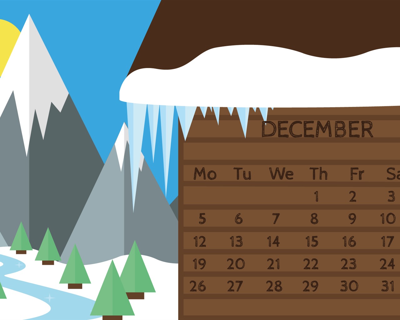 2016年12月クリスマステーマカレンダーの壁紙 (1) #11 - 1280x1024