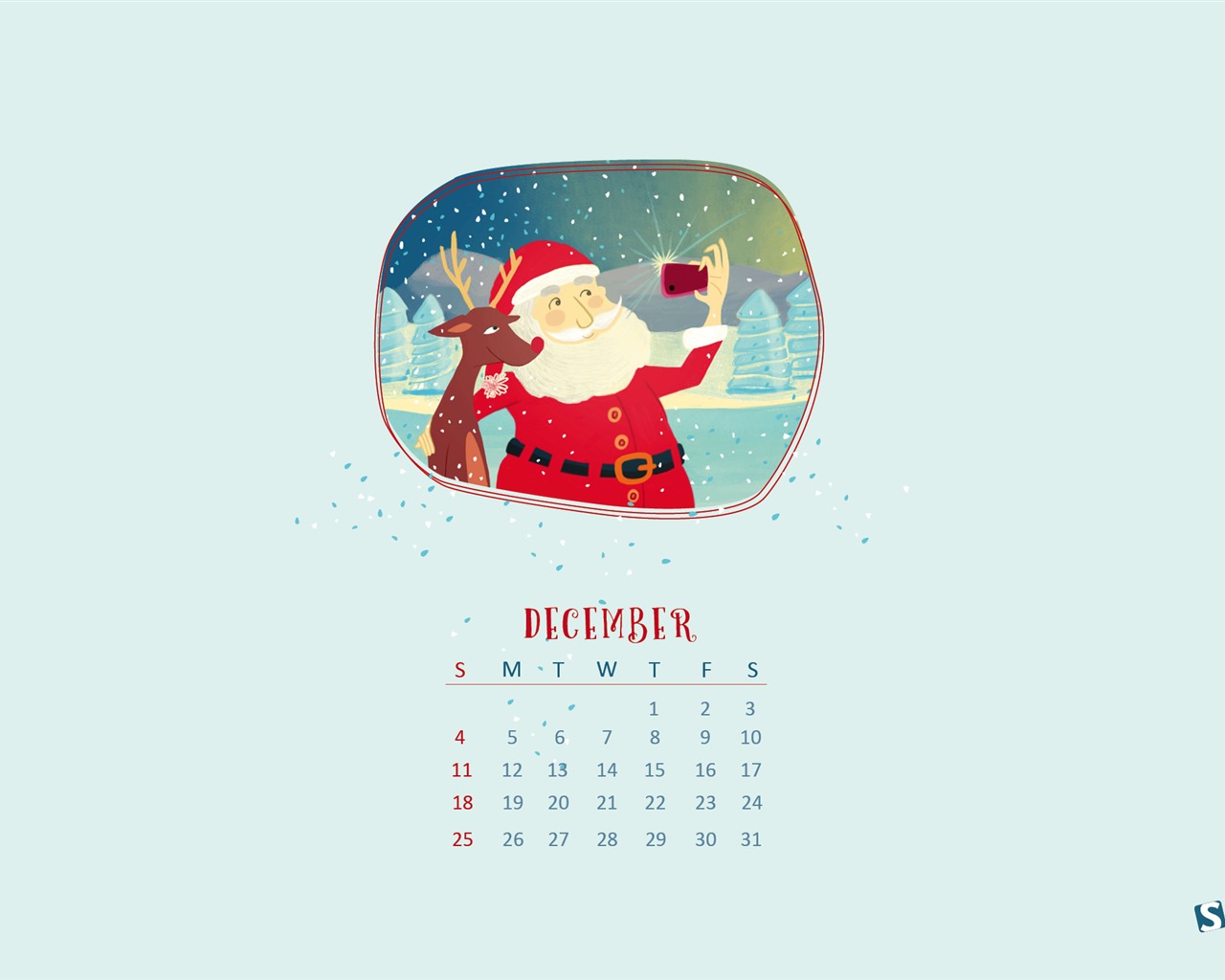 2016年12月 聖誕主題月曆壁紙(一) #15 - 1280x1024