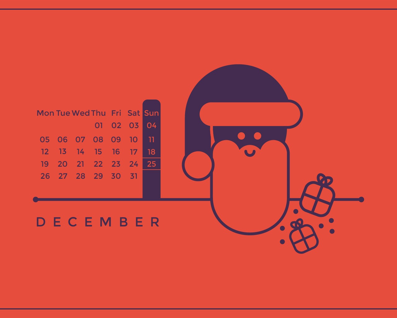 Fondo de escritorio del calendario de la Navidad de diciembre de 2016 (1) #17 - 1280x1024