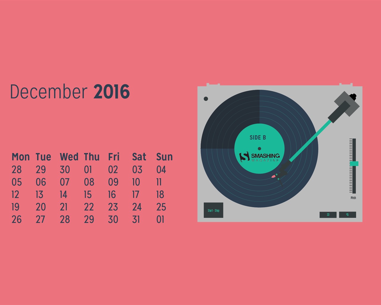 Декабрь 2016 Новогодняя тема обои календарь (1) #29 - 1280x1024