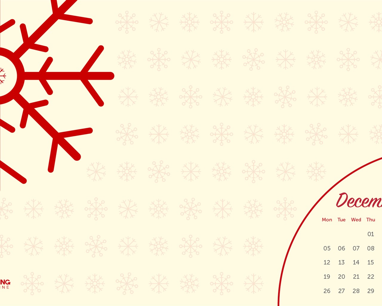 Fondo de escritorio del calendario de la Navidad de diciembre de 2016 (2) #4 - 1280x1024