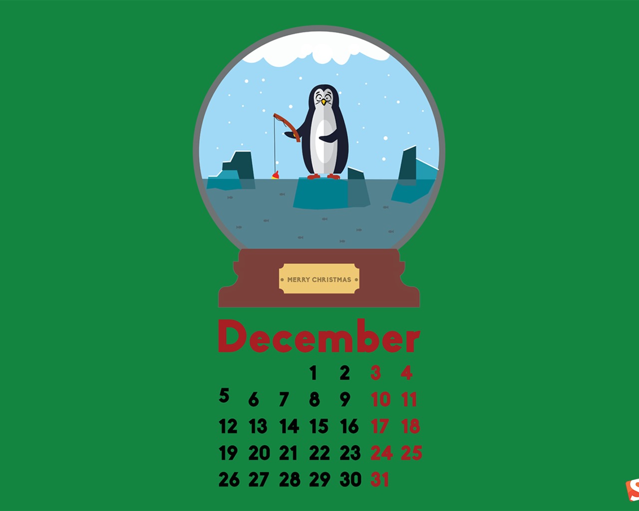 2016年12月クリスマステーマカレンダーの壁紙 (2) #8 - 1280x1024
