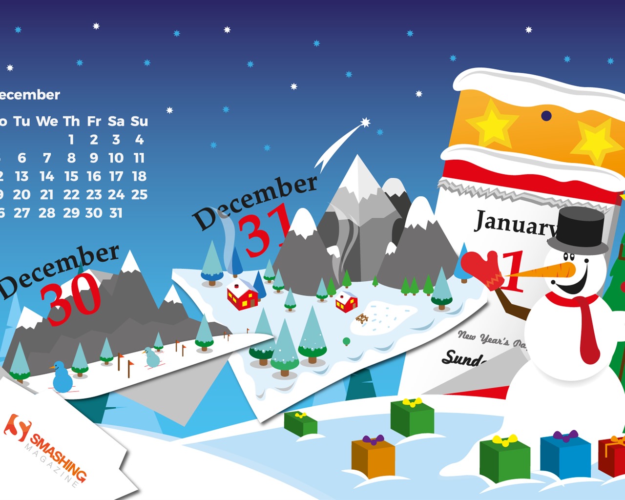 Декабрь 2016 Новогодняя тема обои календарь (2) #10 - 1280x1024
