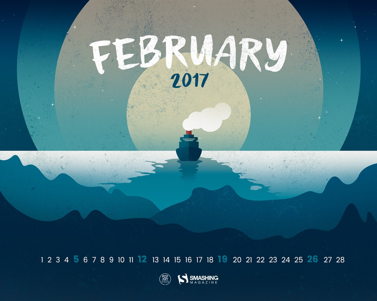 Fondo de escritorio de calendario de febrero de 2017 (2) #2 - 1280x1024