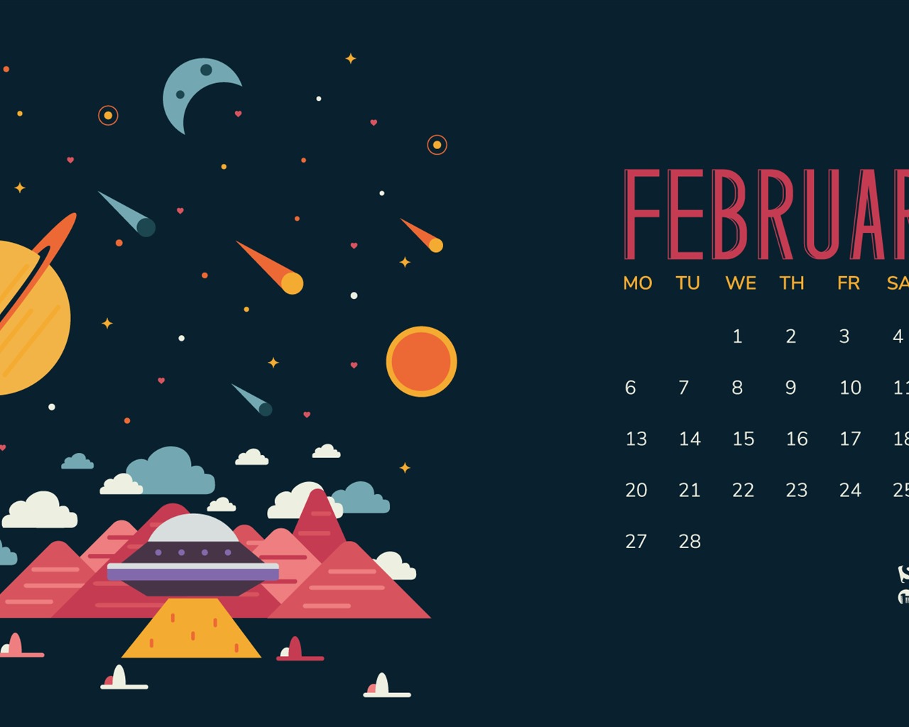 February 2017 calendar wallpaper (2) #4 - 1280x1024