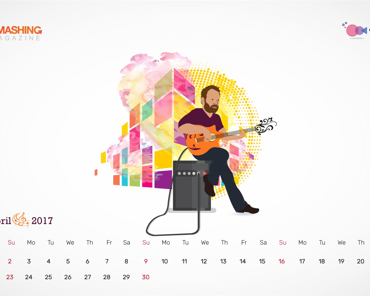 2017年4月のカレンダーの壁紙 (1) #11 - 1280x1024