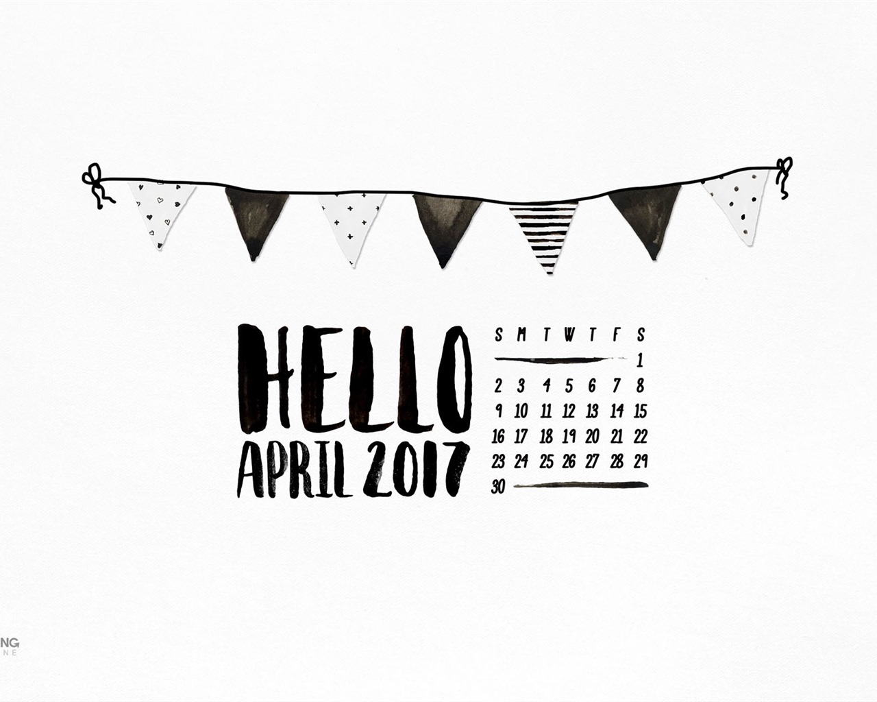 2017年4月のカレンダーの壁紙 (2) #4 - 1280x1024