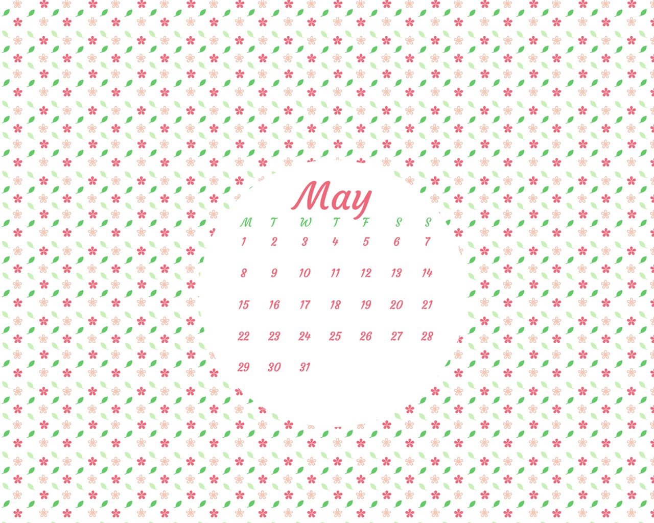Fondo de pantalla del calendario de mayo de 2017 #8 - 1280x1024