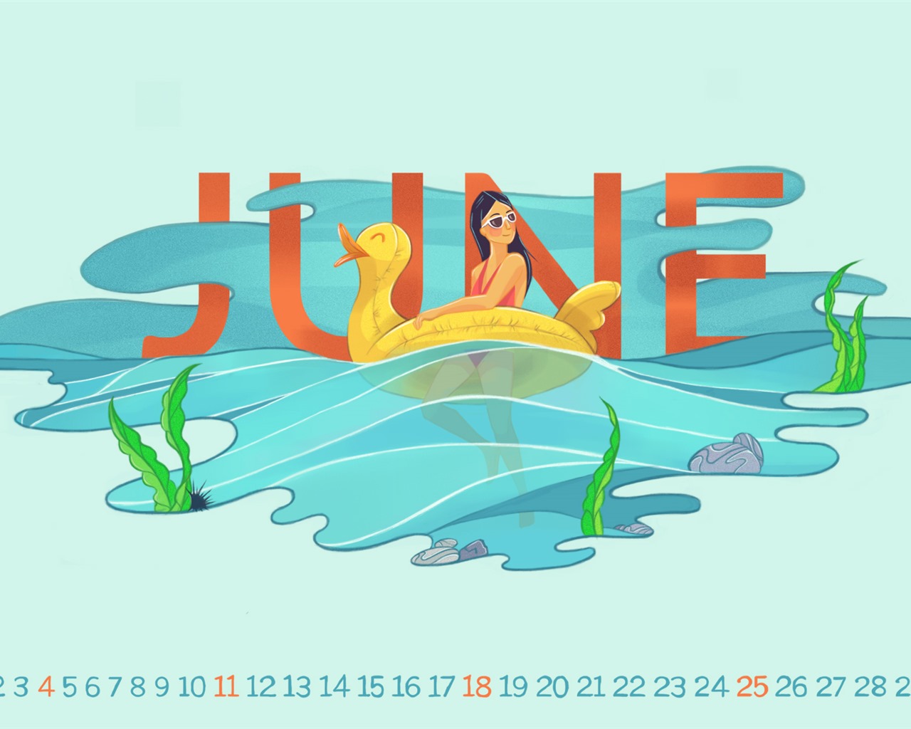 2017年6月のカレンダーの壁紙 #9 - 1280x1024