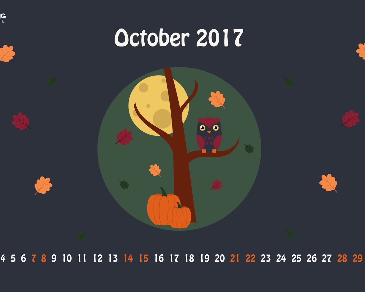 Октябрь 2017 календарь обои #18 - 1280x1024