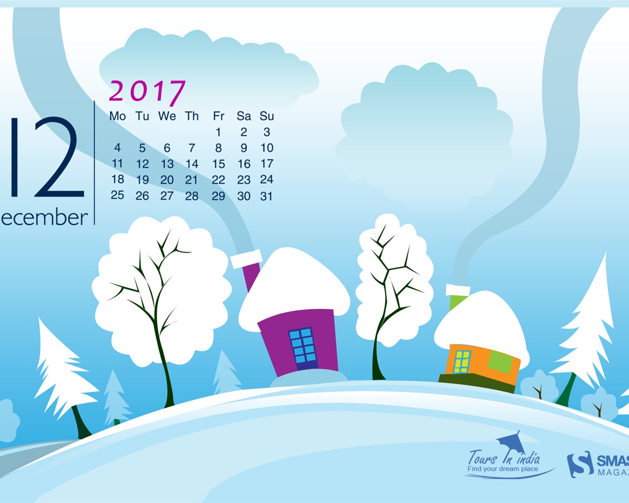 Dezember 2017 Kalender Hintergrund #27 - 1280x1024
