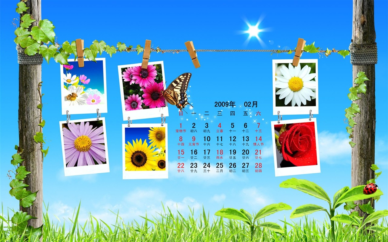 Paperart 09 Jahre im Februar Kalender Wallpaper #35 - 1280x800