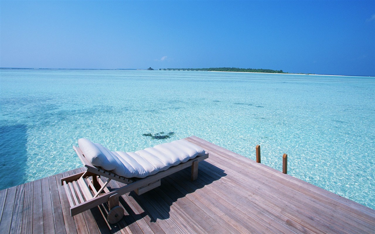 Maledivy vody a modrou oblohu #13 - 1280x800