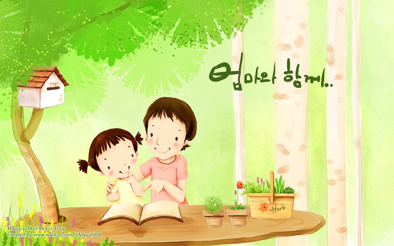 母亲节主题韩国插画壁纸17 - 1280x800