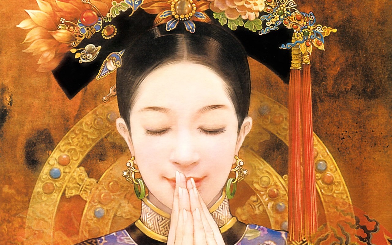 清朝女子绘画壁纸4 - 1280x800
