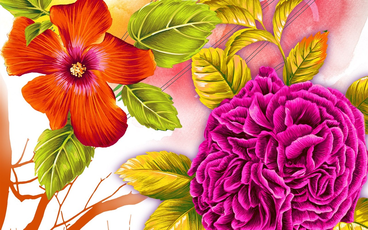 Blumentapete Illustration Design #1 - 1280x800