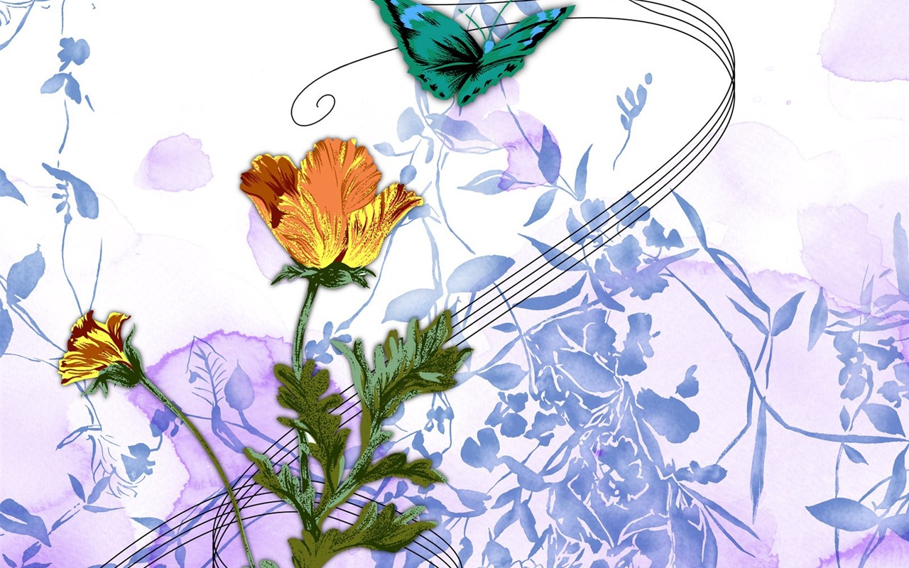 Floral wallpaper illustration design #2 - 1280x800