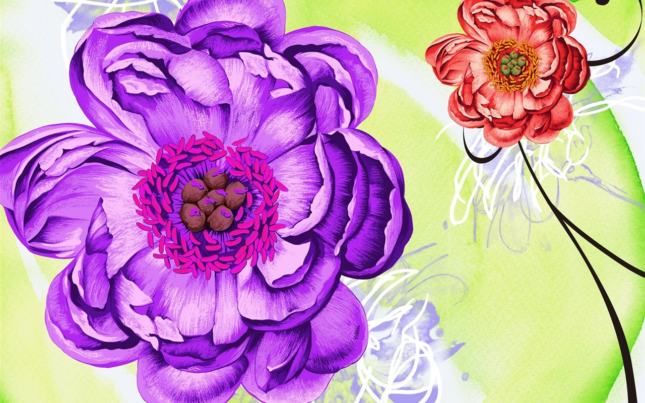 papel tapiz floral diseño ilustración #4 - 1280x800