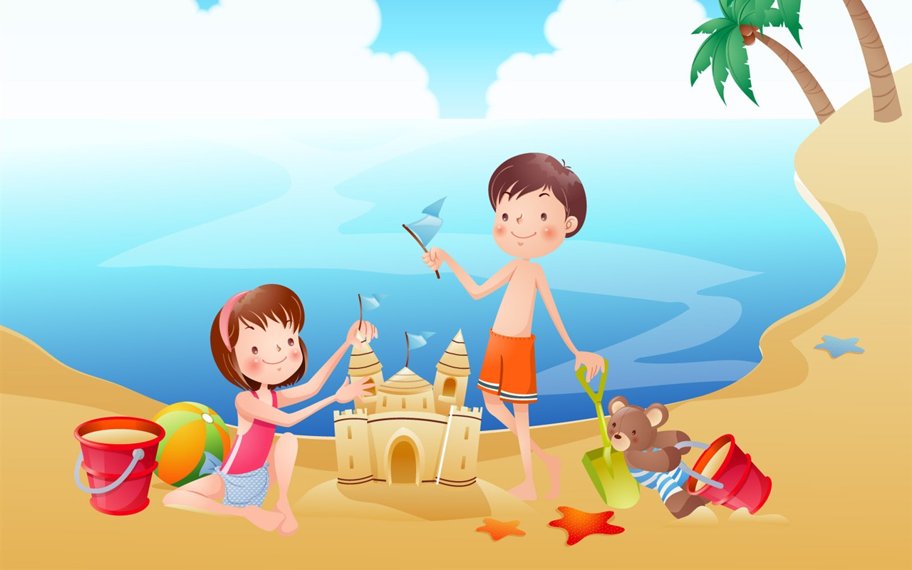 Happy Summer vector wallpaper (2) #13 - 1280x800