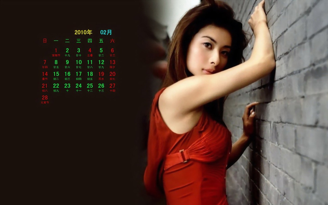 Fondo de pantalla de la estrella en febrero 2010 Calendario #11 - 1280x800
