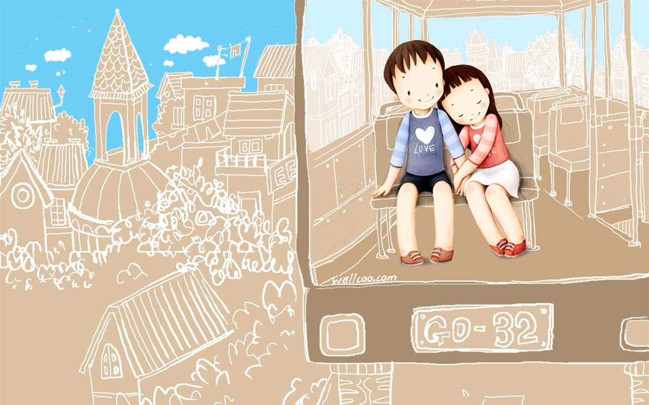 Webjong warm and sweet little couples illustrator #3 - 1280x800