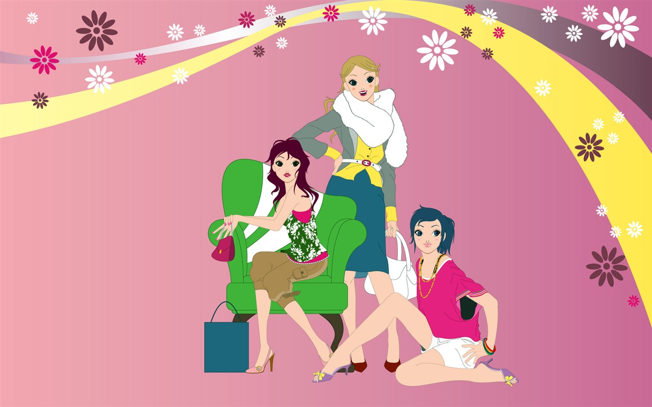 Vector urban women wallpaper (2) #6 - 1280x800