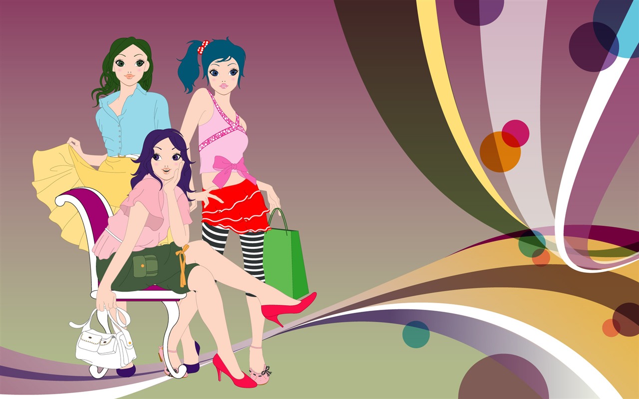 Vector urban women wallpaper (2) #9 - 1280x800