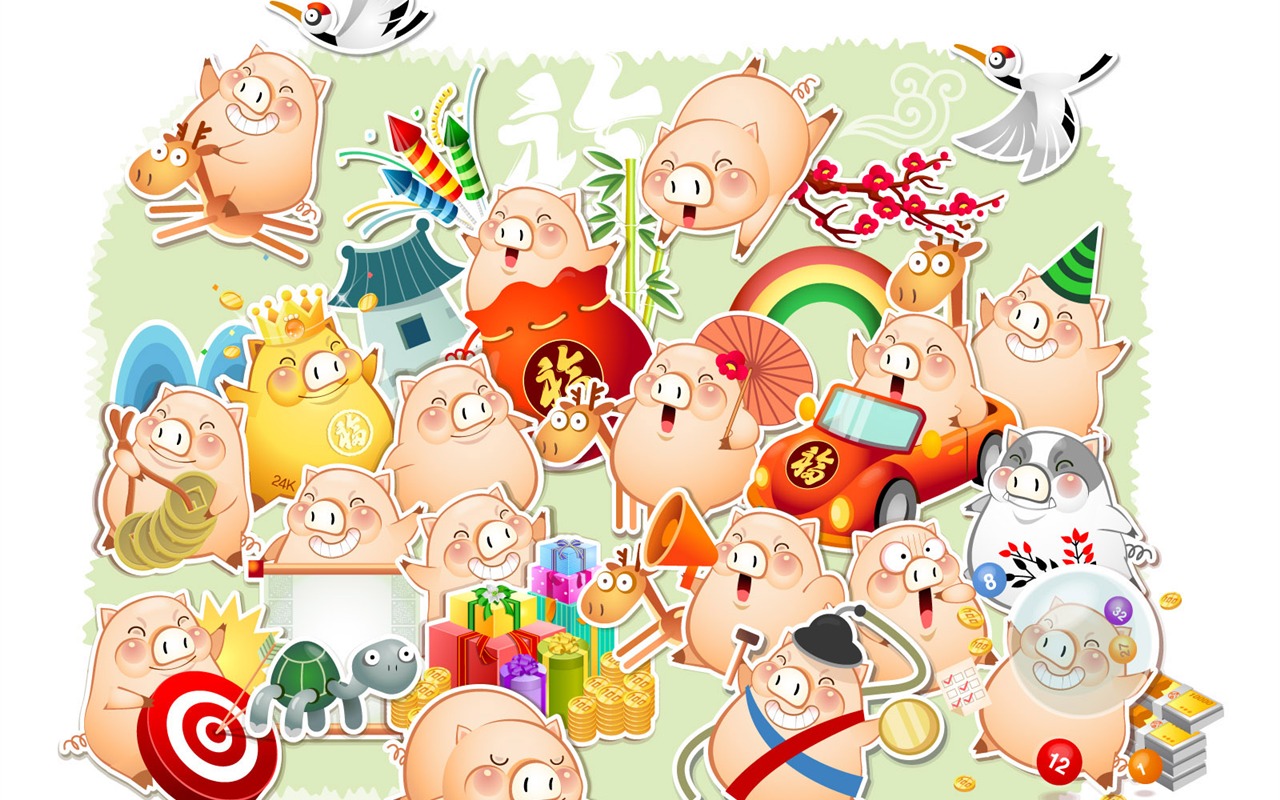Year of the Pig Theme Wallpaper #2 - 1280x800