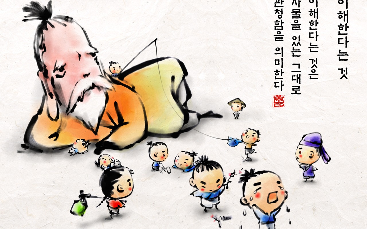 South Korea ink wash cartoon wallpaper #32 - 1280x800