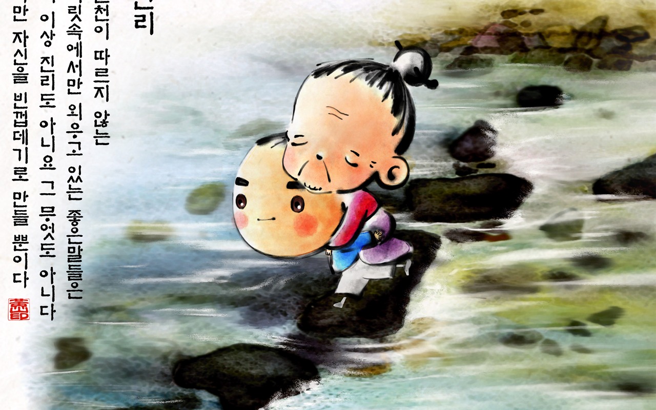 韩国水墨风格 卡通壁纸47 - 1280x800