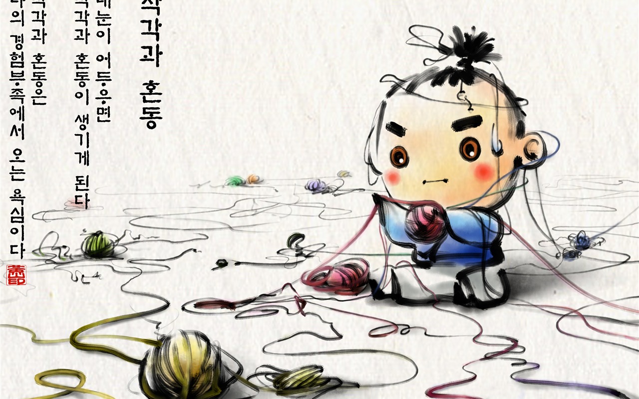 韩国水墨风格 卡通壁纸49 - 1280x800