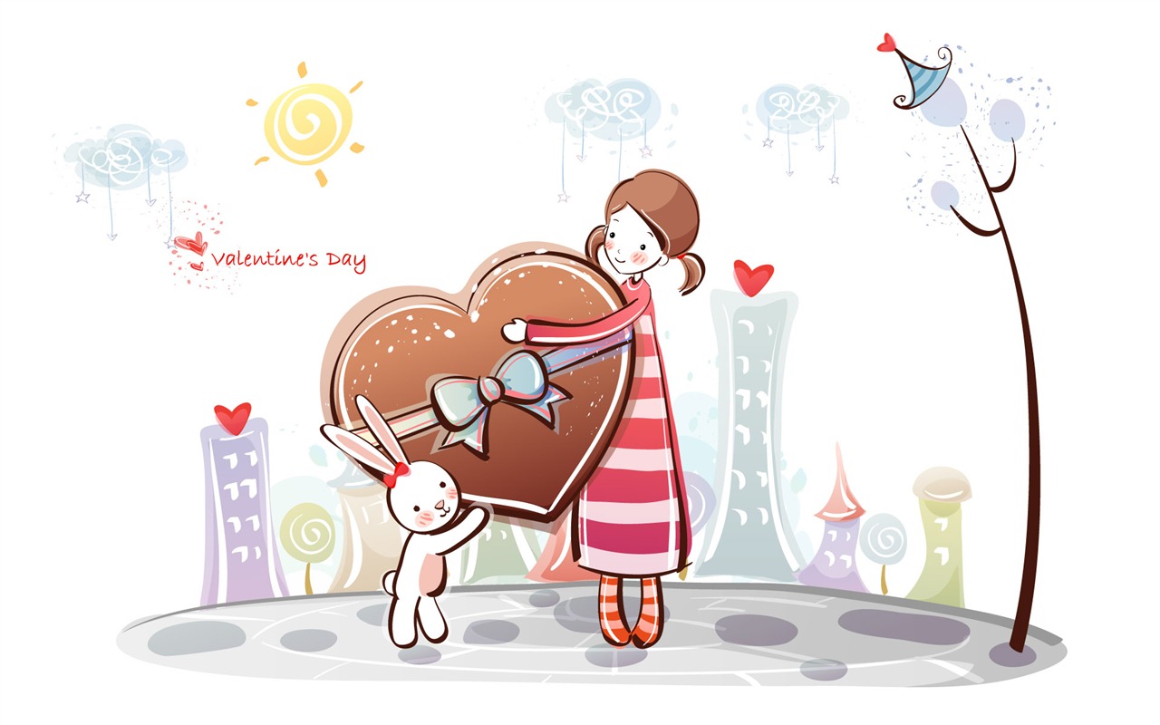 fondos de pantalla de dibujos animados de San Valentín (2) #9 - 1280x800
