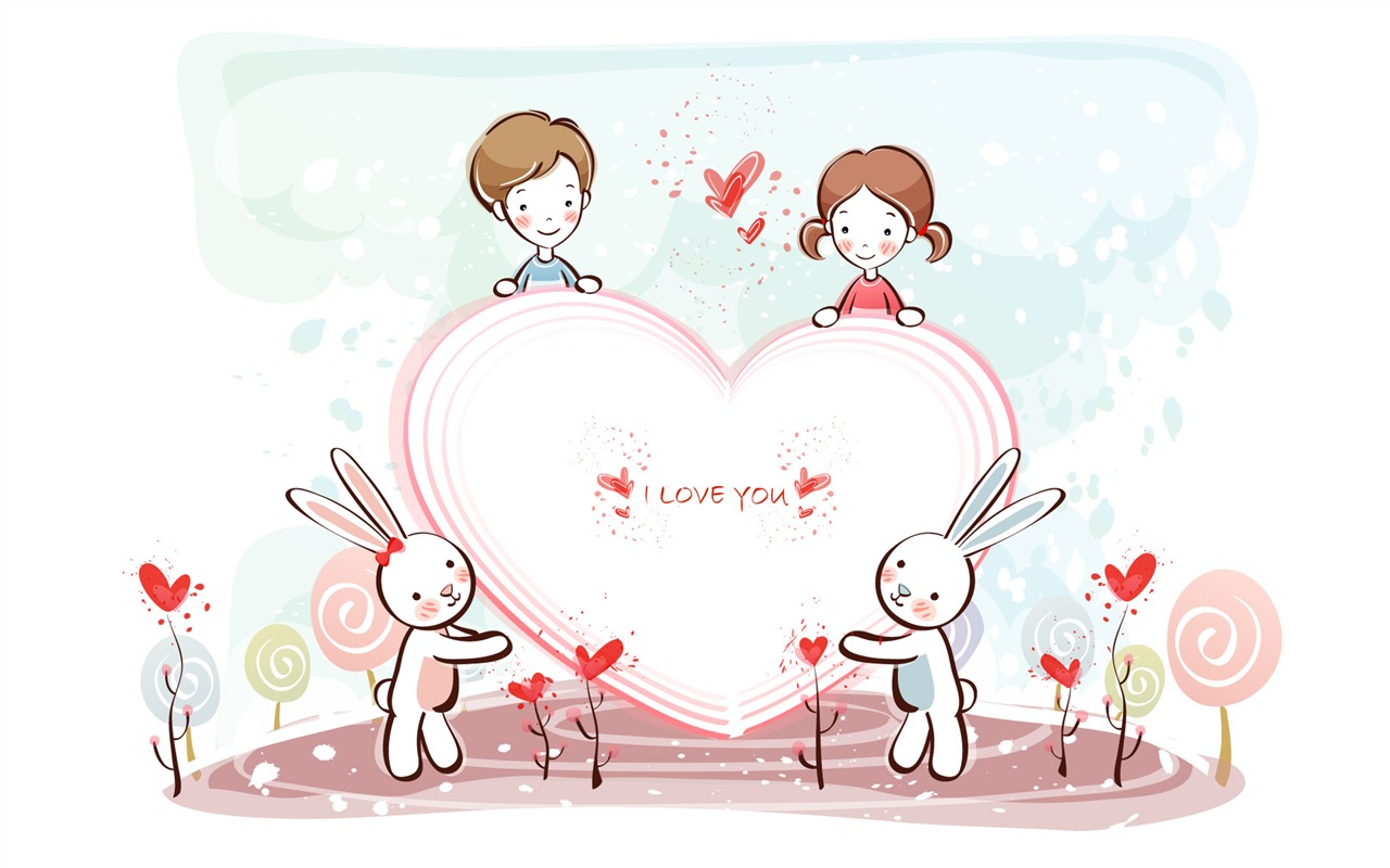 fondos de pantalla de dibujos animados de San Valentín (2) #13 - 1280x800