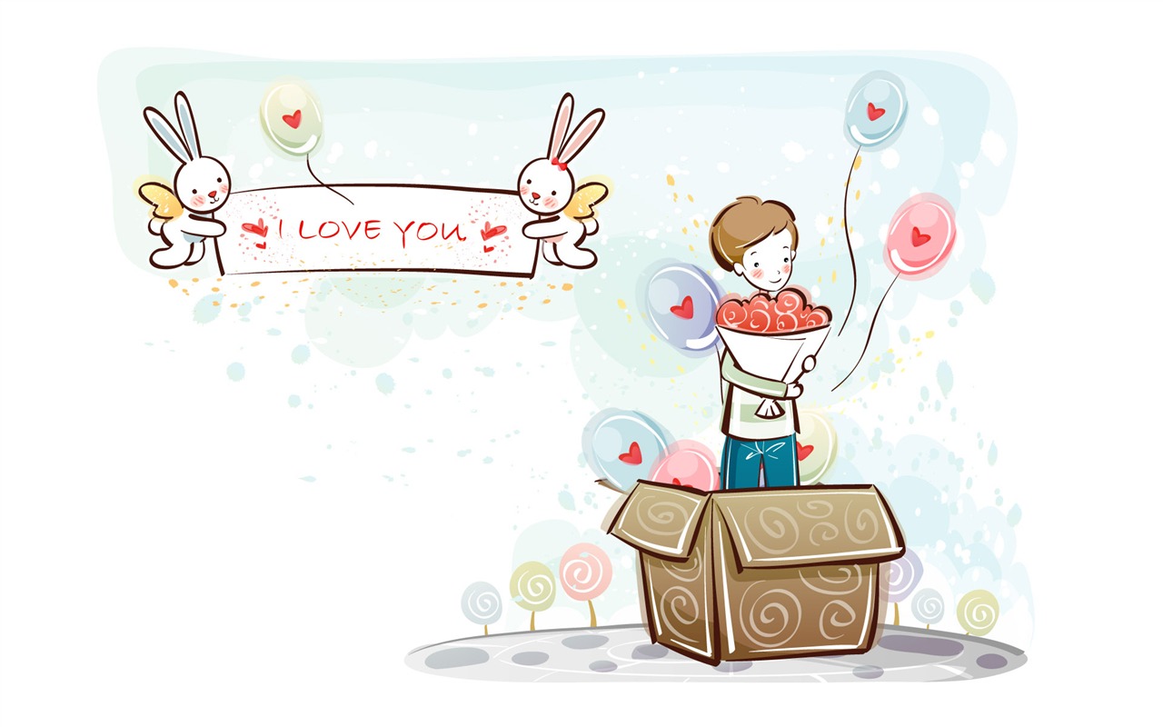 fondos de pantalla de dibujos animados de San Valentín (2) #14 - 1280x800