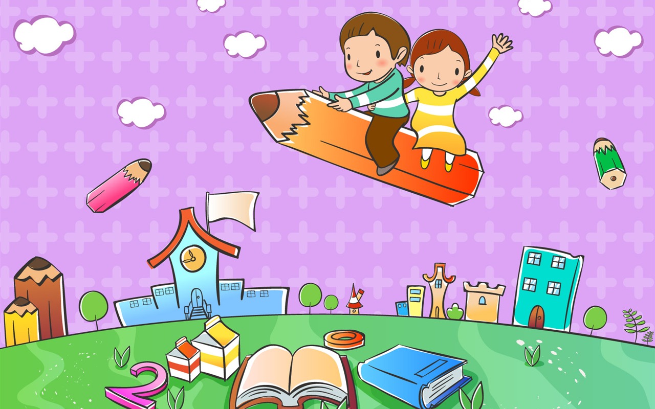 Vector cartoon childhood wallpaper (2) #3 - 1280x800