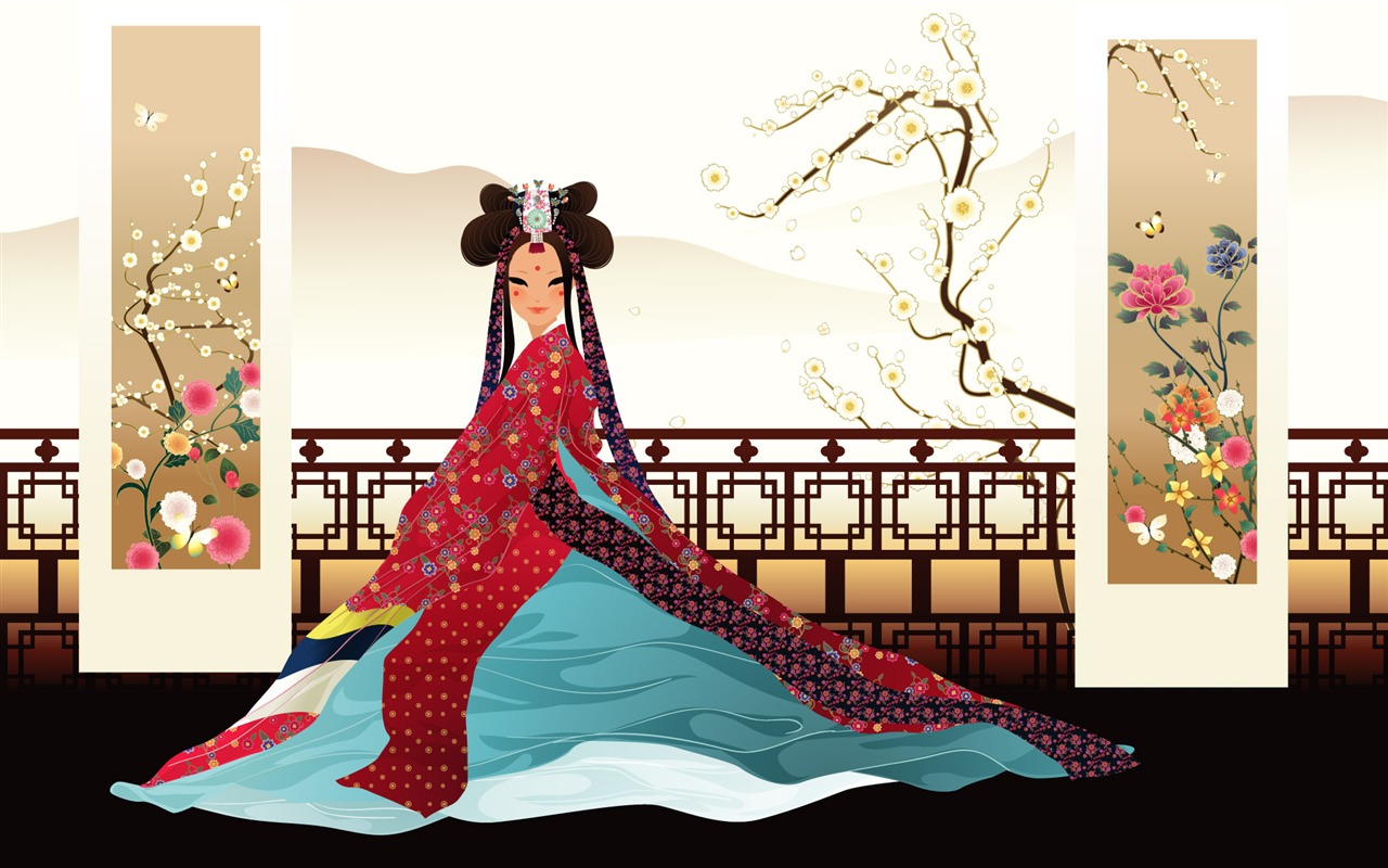 韓国人女性 (1) のベクトルの壁紙 #2 - 1280x800