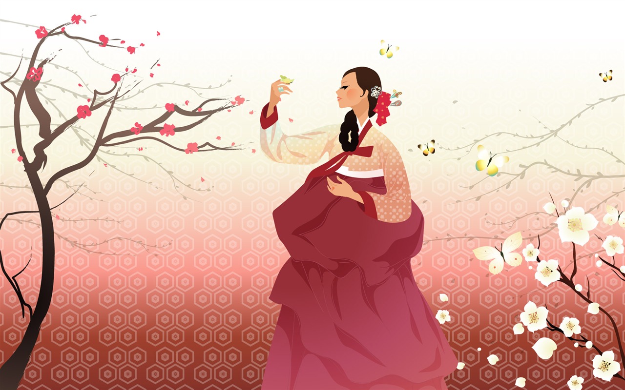 Vector wallpaper of Korean women (1) #17 - 1280x800