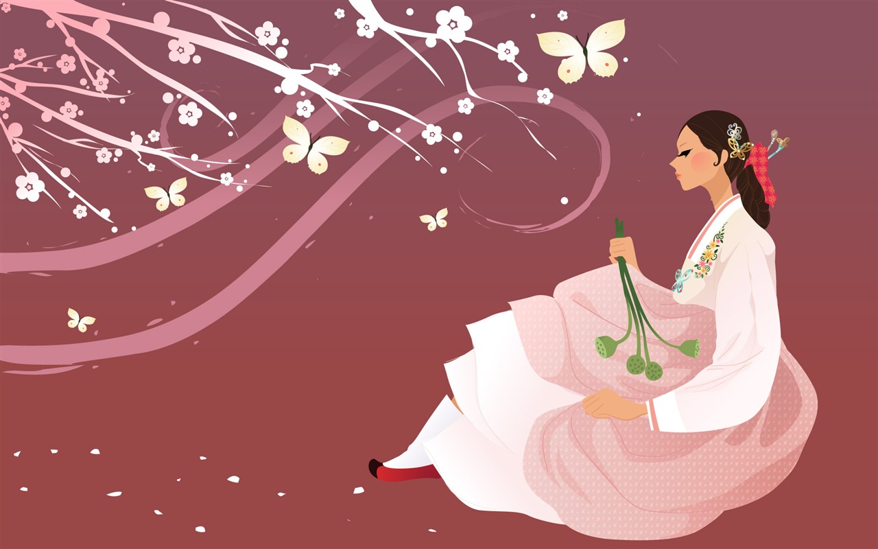 Vector wallpaper of Korean women (2) #3 - 1280x800