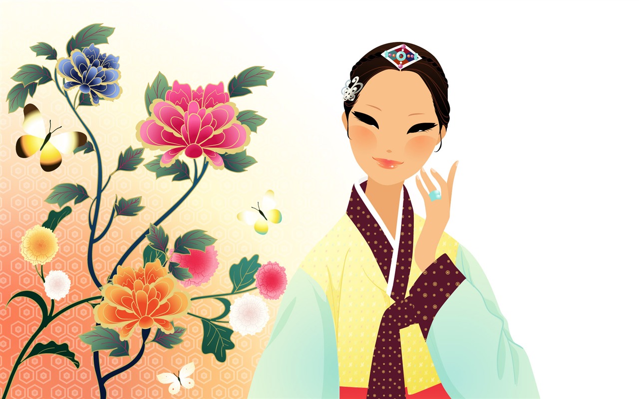 Vector wallpaper of Korean women (2) #8 - 1280x800