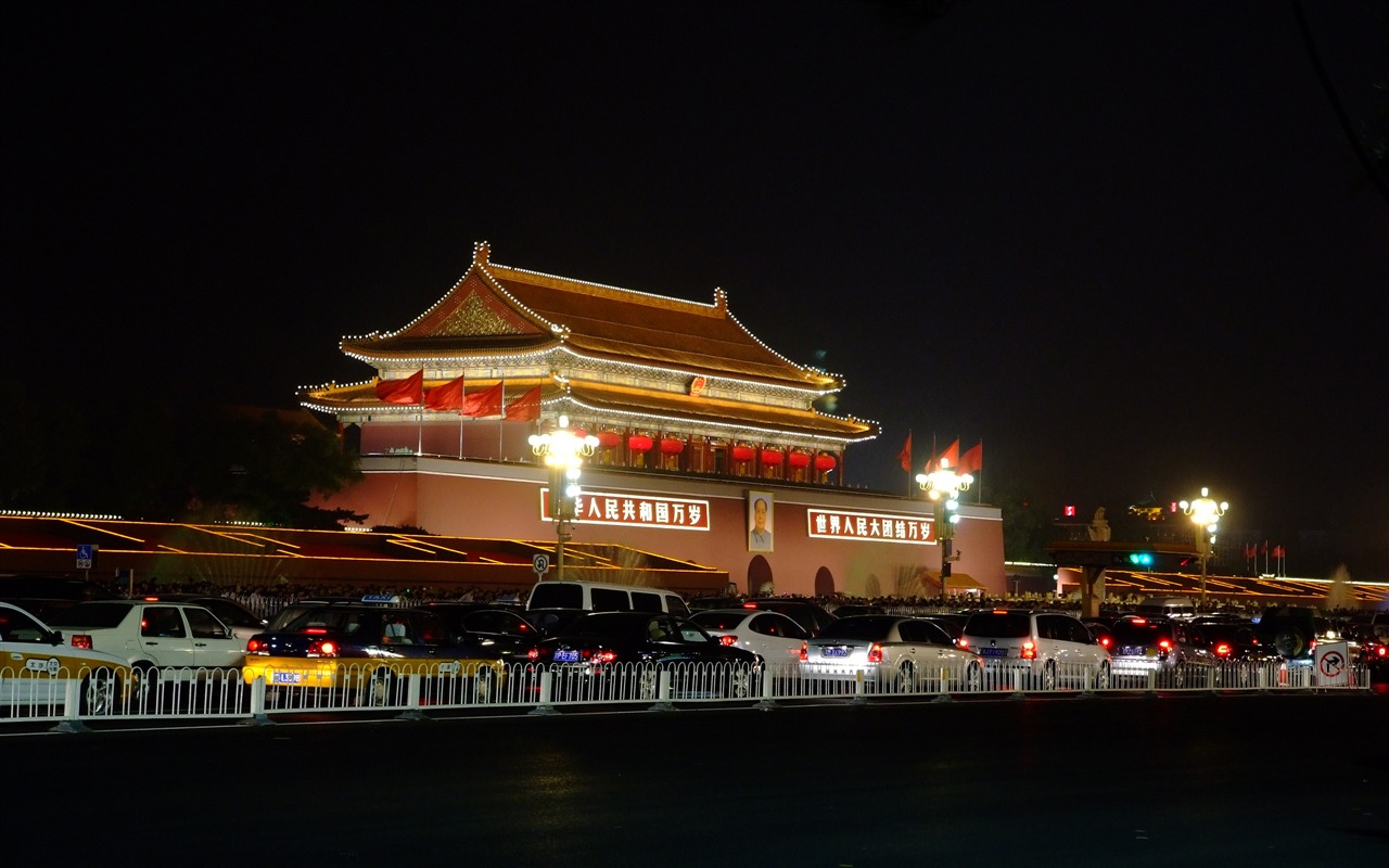 Tiananmen Square nuit colorée (œuvres barres d'armature) #7 - 1280x800