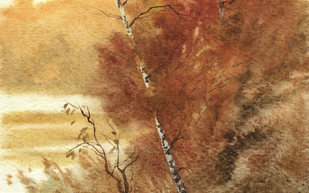 Acuarela fondos de escritorio de paisajes pintados a mano (2) #7 - 1280x800