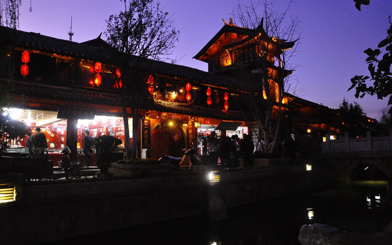 Vieille ville de Lijiang de nuit (Old œuvres Hong OK) #1 - 1280x800