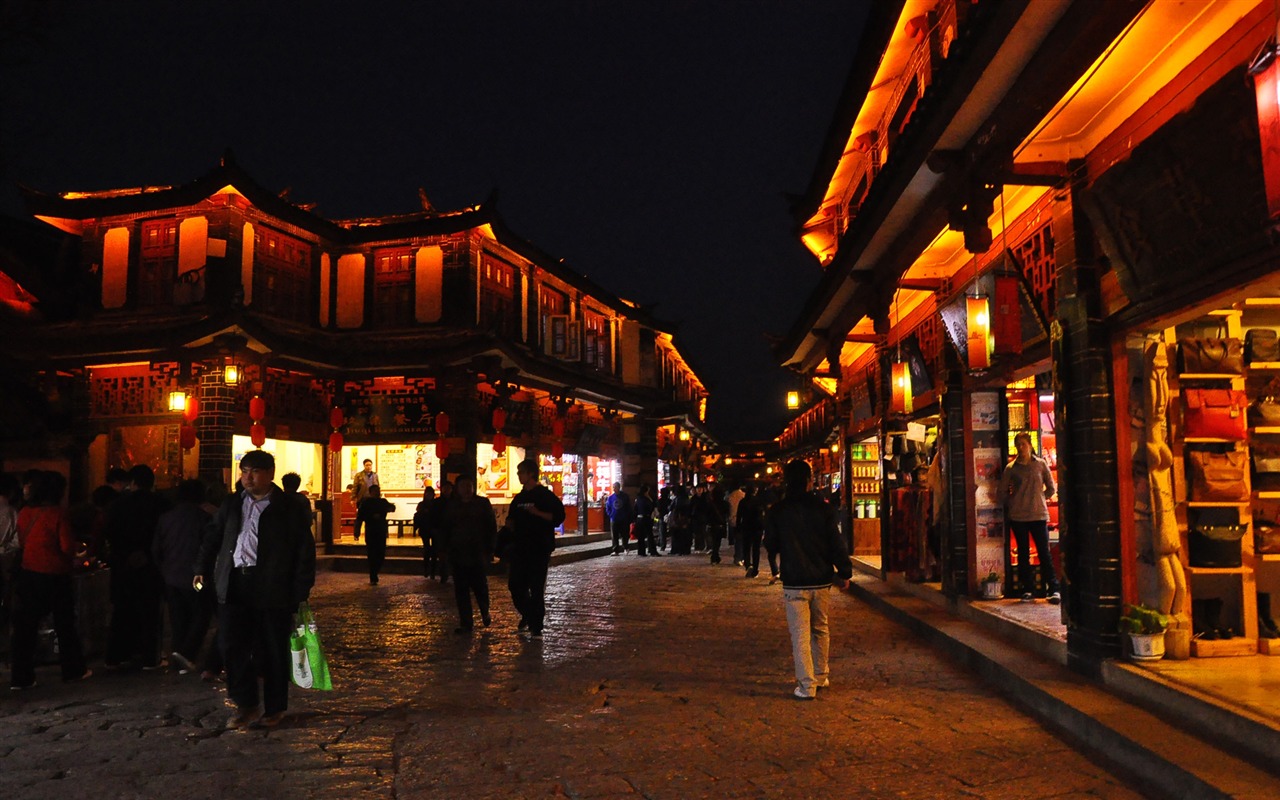 Starobylé město Lijiang Night (Staré Hong OK práce) #4 - 1280x800