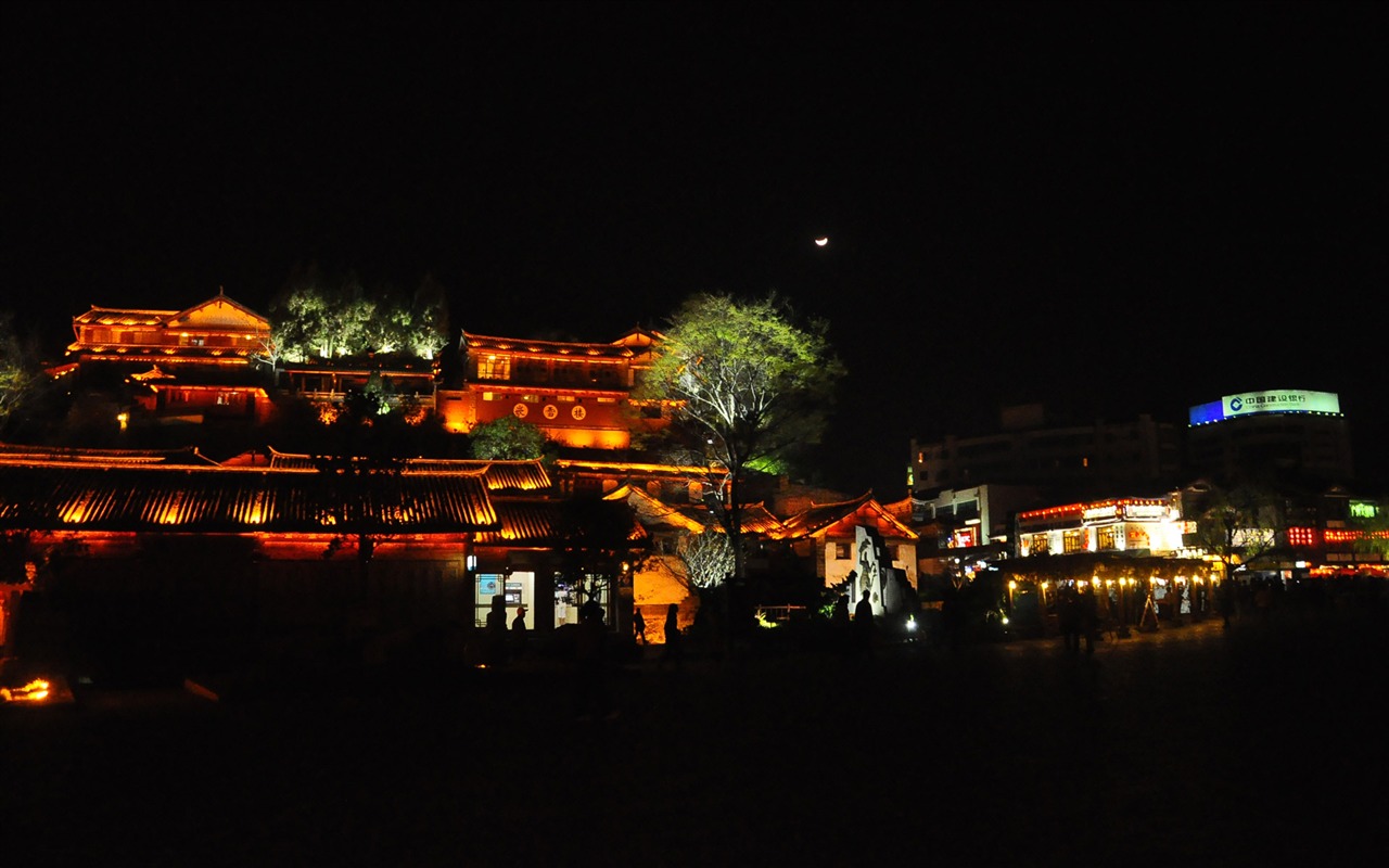 Vieille ville de Lijiang de nuit (Old œuvres Hong OK) #5 - 1280x800