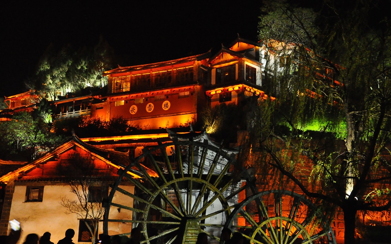 Starobylé město Lijiang Night (Staré Hong OK práce) #7 - 1280x800