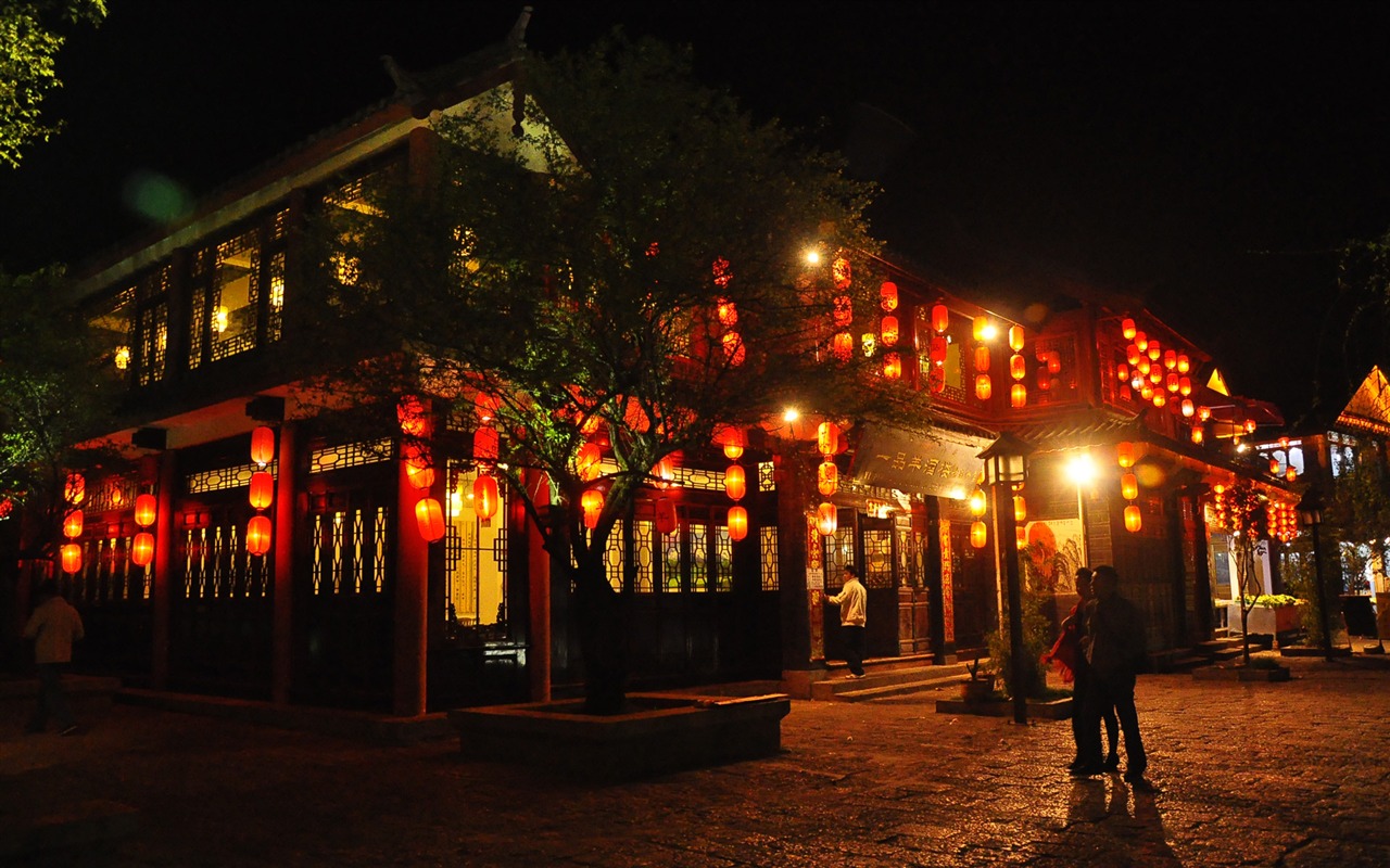 Vieille ville de Lijiang de nuit (Old œuvres Hong OK) #14 - 1280x800