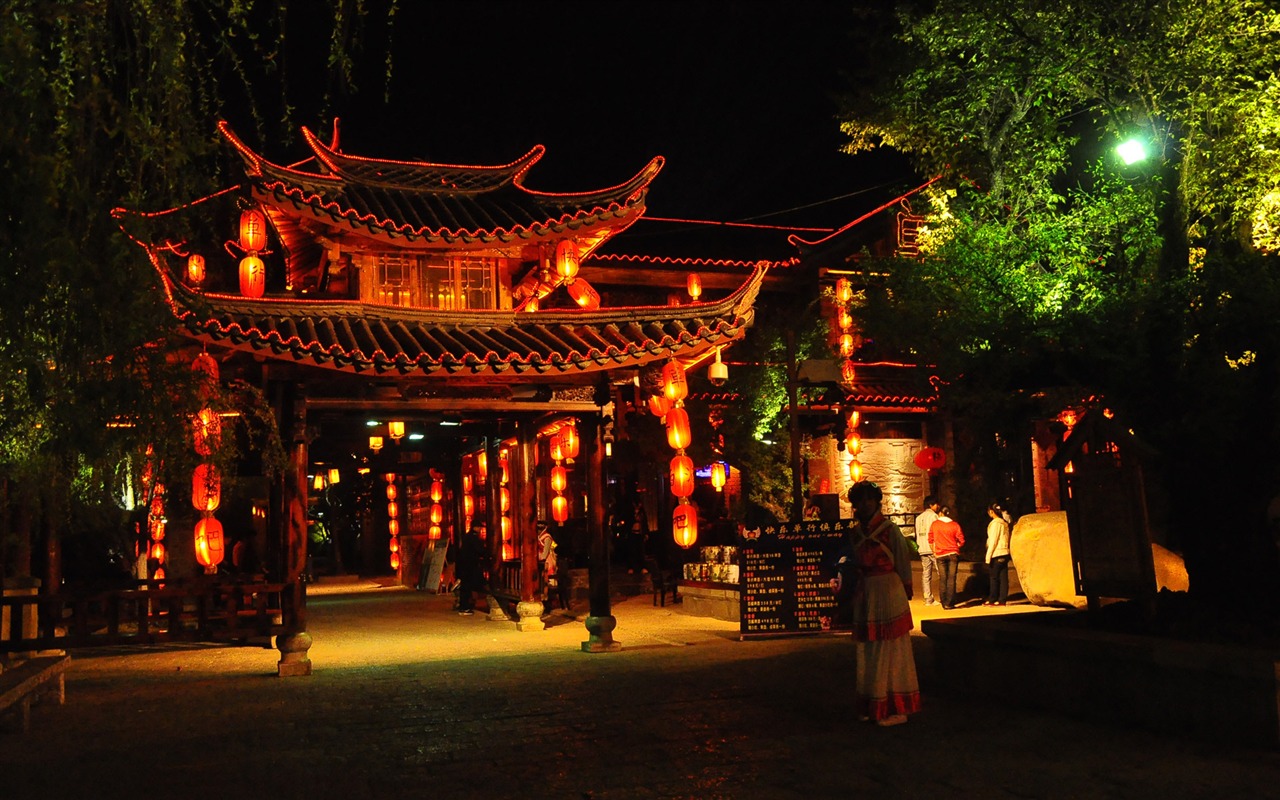 Lijiang Ancient Town Night (Old Hong OK works) #15 - 1280x800