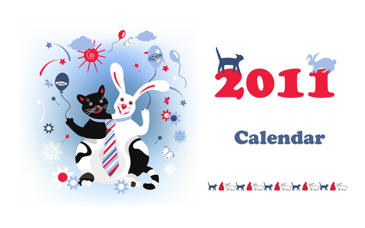 Год Кролика 2011 календарь обои (2) #1 - 1280x800